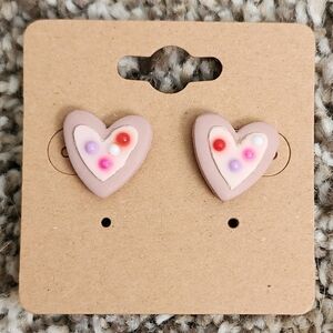Free W/ Purchase Heart Cookie Clay Stud Earrings
